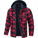 Men's Plaid Hooded Bomber Jacket with Quilted Lining