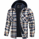 Men's Plaid Hooded Bomber Jacket with Quilted Lining