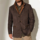 Men's Vintage Leather-Look Coat with Classic Tailored Fit