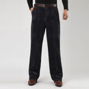 Men's Corduroy Trousers Wide Leg Classic Fit with Pleats and Belt Loops