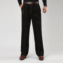 Men's Corduroy Trousers Wide Leg Classic Fit with Pleats and Belt Loops