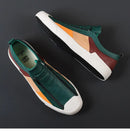 Men's Slip-On Casual Sneakers with Side Zipper and Contrast Panels
