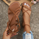 Women's Casual Strappy Roman Sandals with Zipper Back