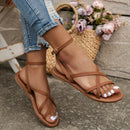 Women's Casual Strappy Roman Sandals with Zipper Back