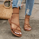 Women's Casual Strappy Roman Sandals with Zipper Back