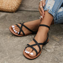 Women's Casual Strappy Roman Sandals with Zipper Back