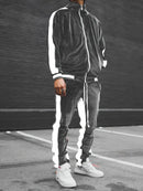 Men's Velvet Tracksuit 2-Piece Set with Zipper and Drawstring