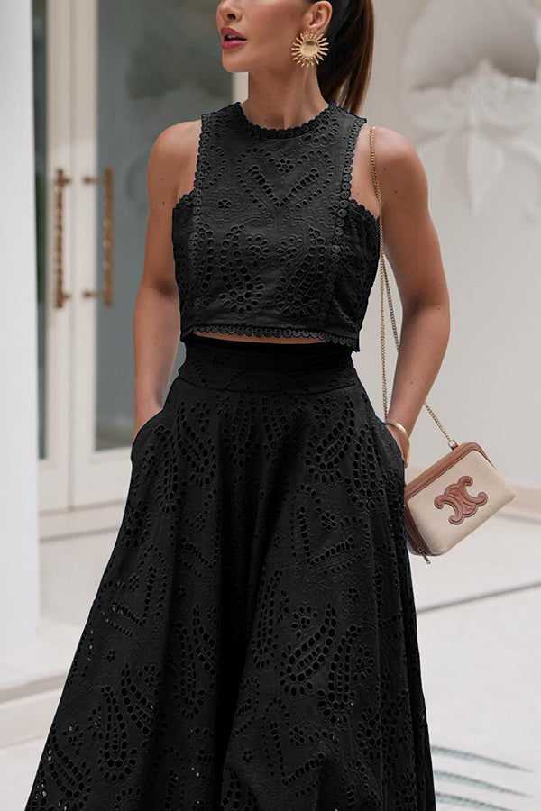 Women's Sleeveless Top and Wide-Leg Pants Set