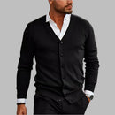 Men's Slim Fit V-Neck Cardigan with Button Front and Ribbed Hem
