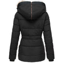 Women's Puffer Jacket with Hood and Slim Fit Design
