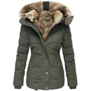 Women's Puffer Jacket with Hood and Slim Fit Design
