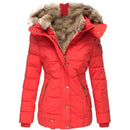 Women's Puffer Jacket with Hood and Slim Fit Design