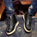 Men’s Lace-Up Moc Toe Boots with Rugged Sole and Casual Street Style