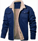 Men's Lined Bomber Jacket with Button Front and Chest Pockets