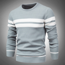Men’s Striped Crew Neck Knitted Jumper with Textured Pattern Design