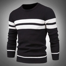 Men’s Striped Crew Neck Knitted Jumper with Textured Pattern Design