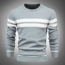 Men’s Striped Crew Neck Knitted Jumper with Textured Pattern Design