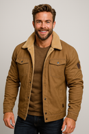 Men's Lined Bomber Jacket with Button Front and Chest Pockets