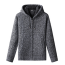 Men's Knitted Zip-Up Hoodie Cardigan with Soft Lining and Hood