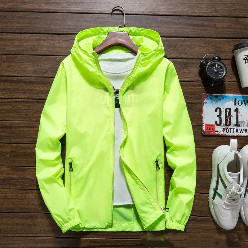 Men's Lightweight Waterproof Windbreaker Jacket with Hood