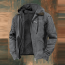 Men's Hooded Bomber Jacket with Lined Interior and Zip Pockets