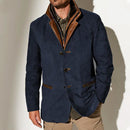 Men's Vintage Leather-Look Coat with Classic Tailored Fit