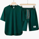Men's Two Piece Casual T-Shirt and Shorts Set with Drawstring Waist