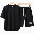 Men's Two Piece Casual T-Shirt and Shorts Set with Drawstring Waist