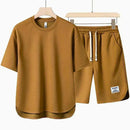 Men's Two Piece Casual T-Shirt and Shorts Set with Drawstring Waist