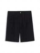 Men's Tailored Pleated Shorts with Cuffed Hem and Side Pockets