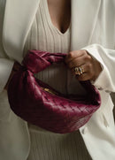 Women's Woven Mini Handbag with Top Handle and Knot Detail