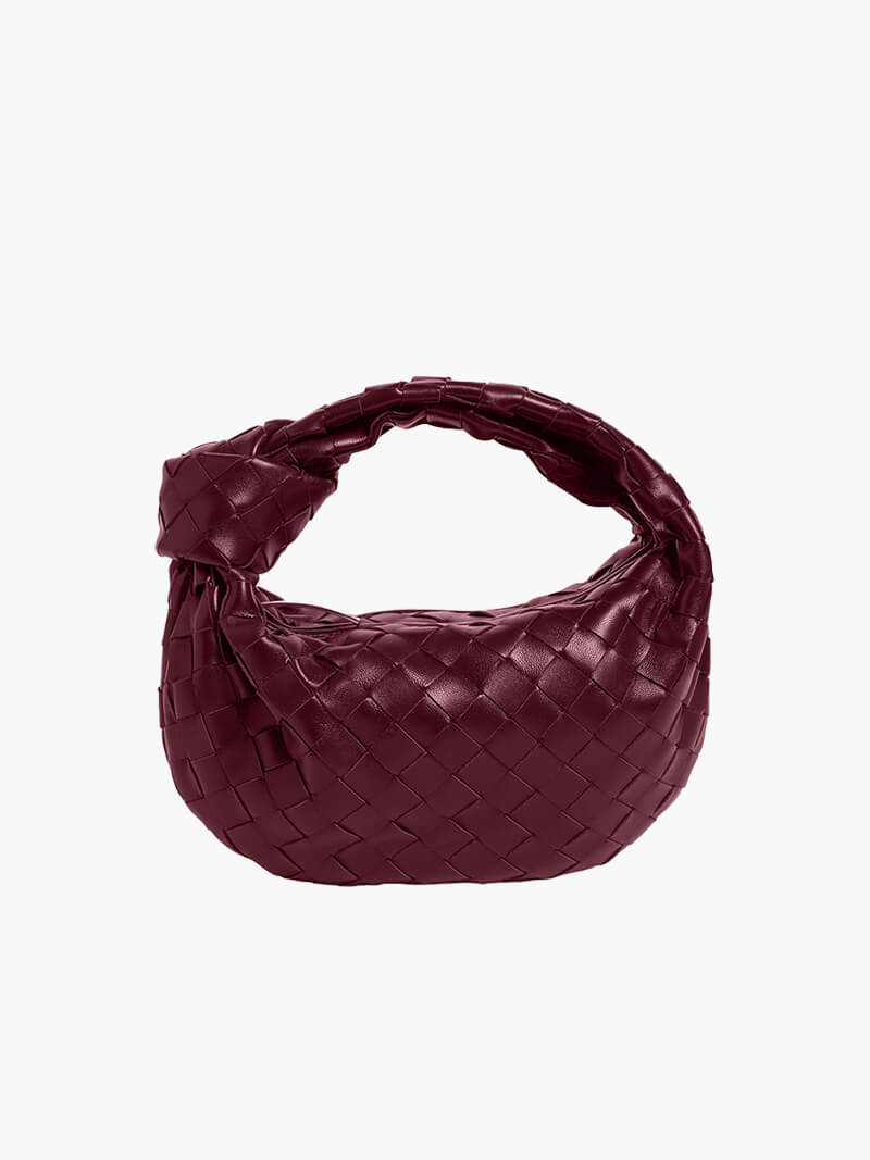 Women's Woven Mini Handbag with Top Handle and Knot Detail