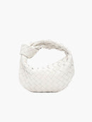 Women's Woven Mini Handbag with Top Handle and Knot Detail