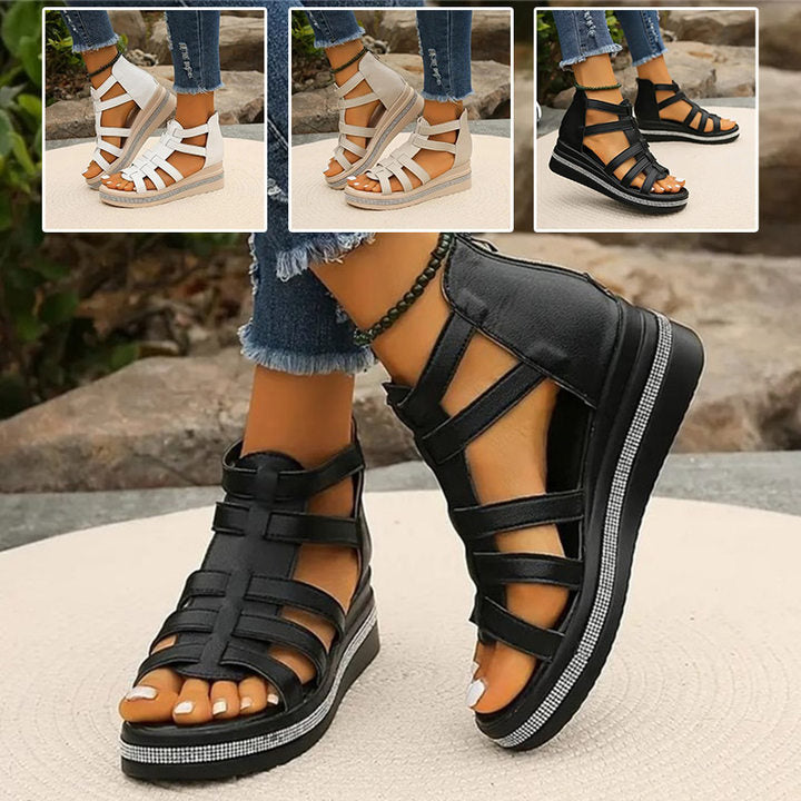 Elegant Rhinestone Wedge Sandals for Women