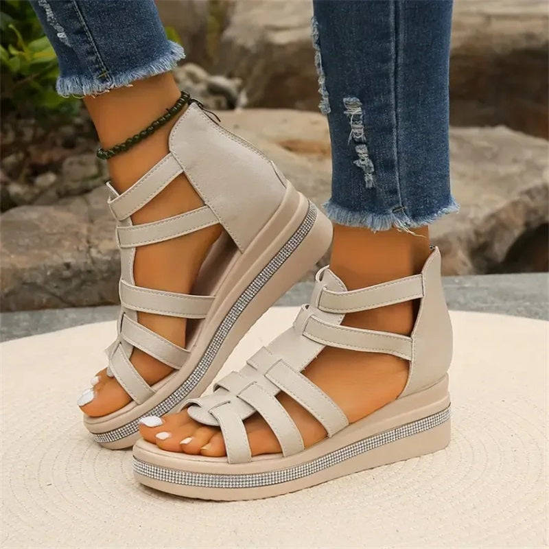 Elegant Rhinestone Wedge Sandals for Women