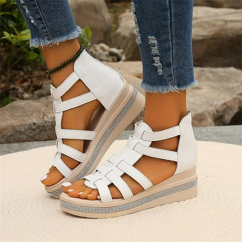 Elegant Rhinestone Wedge Sandals for Women