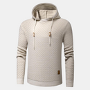 Men's Textured Pullover Hoodie with Drawstring and Slim Fit
