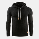 Men's Textured Pullover Hoodie with Drawstring and Slim Fit