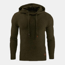Men's Textured Pullover Hoodie with Drawstring and Slim Fit