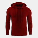 Men's Textured Pullover Hoodie with Drawstring and Slim Fit