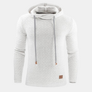 Men's Textured Pullover Hoodie with Drawstring and Slim Fit