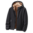 Men's Fleece Winter Jacket with Hood and Zipper Pockets