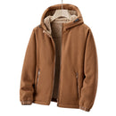 Men's Fleece Winter Jacket with Hood and Zipper Pockets