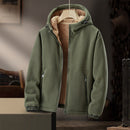 Men's Fleece Winter Jacket with Hood and Zipper Pockets
