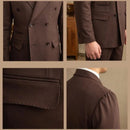 Men's Double Breasted Two Piece Suit Set with Peak Lapel Jacket and Trousers