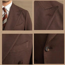 Men's Double Breasted Two Piece Suit Set with Peak Lapel Jacket and Trousers